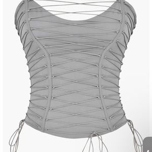 Grey lace up corset top from house of cb
